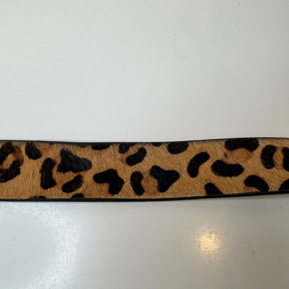 Free People Leopard Belt Womens Brown Calf Hair Leather Animal Print Boho M/L - Picture 7 of 11